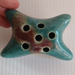 Vintage Pottery Pillow Flower Frog